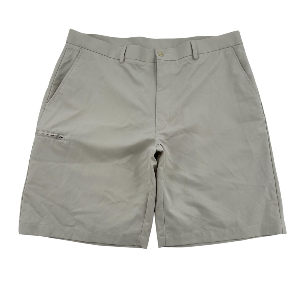 Grand Slam Golf Mens Size 38 Khaki Polyester Shorts Zip Pocket Athletic Sports